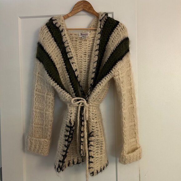 Vintage Mohair & Wool Hooded Knit Sweater with Waist Tie ITALY - Picture 1 of 3